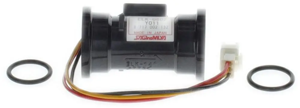 BOSCH Turbine mit zwei O-Ringen und Kabelanschluss in einer schwarzen Gehäuseeinheit, gezeichnete Typenbezeichnung auf dem Etikett.